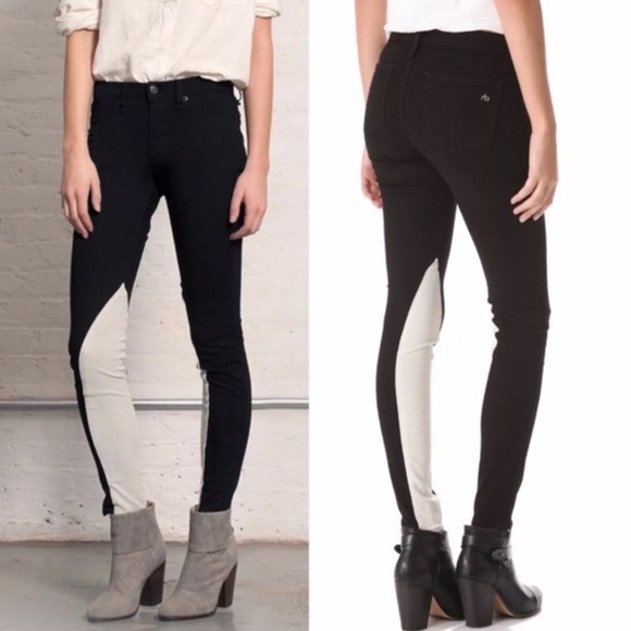 Rag & Bone Jodhpur Leather Panel Skinny Jeans - Picture 1 of 16